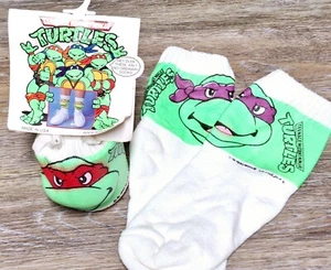 Ninja Turtles 🥷 🐢  Mirage 1989 Vintage Kids Socks Donatello & Raphael RARE - Picture 1 of 6