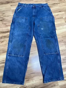 Vintage Carhartt Doppelkniehose Herren 38x32 blau B73 lose original notleidende Arbeit - Bild 1 von 5
