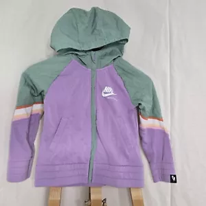 Nike Sportswear Heritage Girls Full Zip Hooded Sweatshirt XS Logo Purple - Picture 1 of 5
