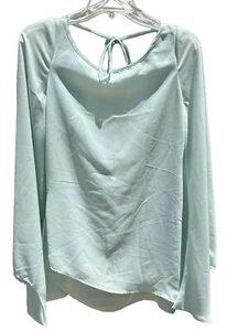 NWT ARDEN B Blouse Mint Green Romantic Flowy Long Sleeves Open Back 90s Top Sz S - Picture 1 of 5