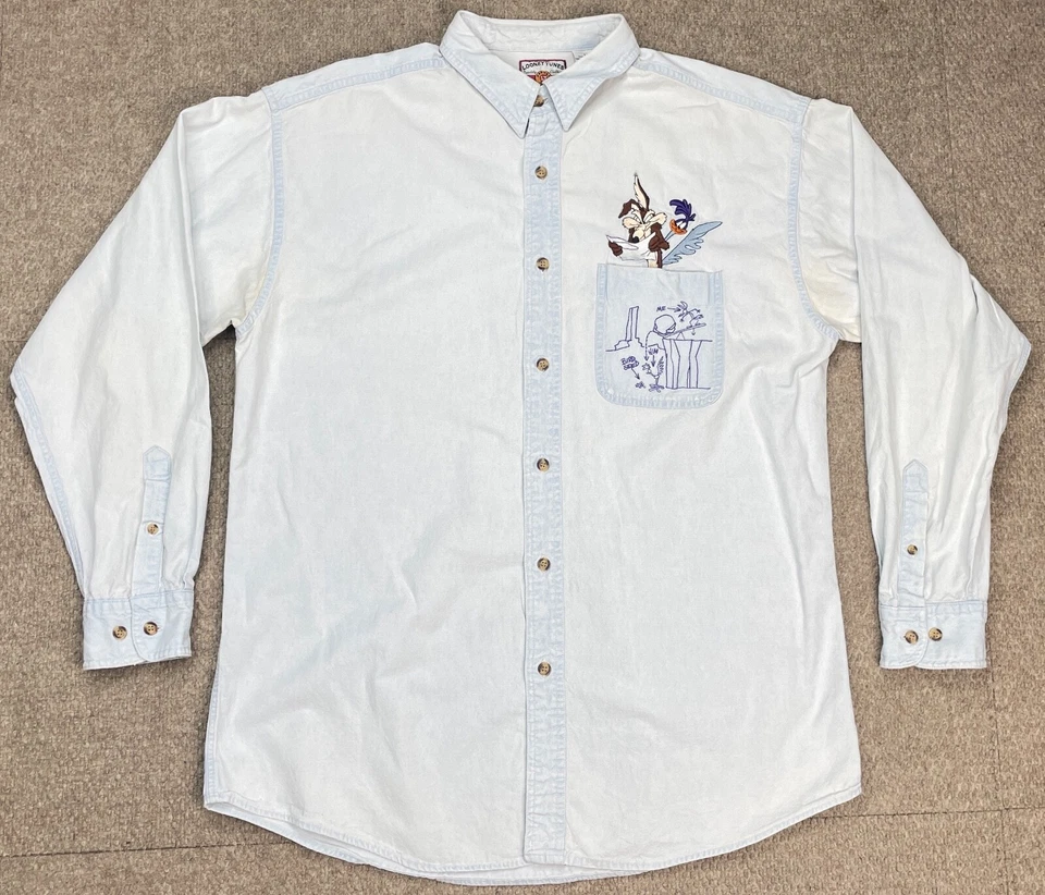 Camisa Looney Tunes Classic Wear vintage de manga larga con botones para hombre talla grande Foto 1 de 4