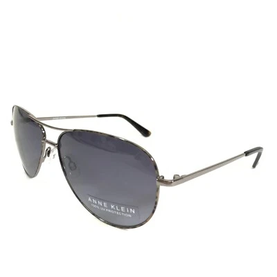 Anne Klein Sunglasses AK7024 015 GUN Gunmetal Gray Aviators with Blue Lenses - Image 1 of 4