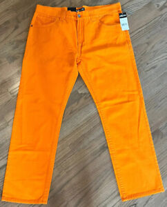 Vintage Pelle Pelle Orange Baggy Jeans Y2K Hip Hop Skate Wide Leg New 46 x 34