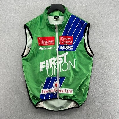 Louis Garneau Cycling Vest Adult Size L Green First Union Zip VTG Windbreaker - Image 1 of 4