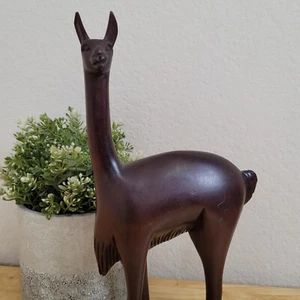 Hand Carved Wooden Lama 12” Tall Great Details - Picture 1 of 8