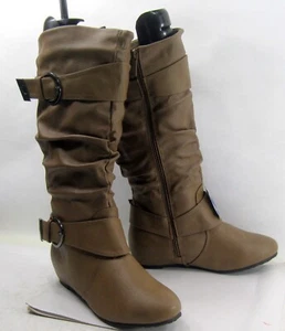 NEW brown 1.5"HIDDEN WEDGE Heel Knee Boot WOMEN Size 7.5 - Imagen 1 de 6