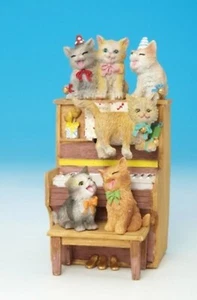 Carillon 16 Cm Mechanical Kittens On The Piano Melody Happy Birthday 14166 - Picture 1 of 2