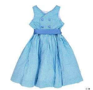 Bailey Boys Coastal Gingham Jackie Dress Girls Size 6 Blue Plaid Sleeveless Belt - Picture 1 of 9