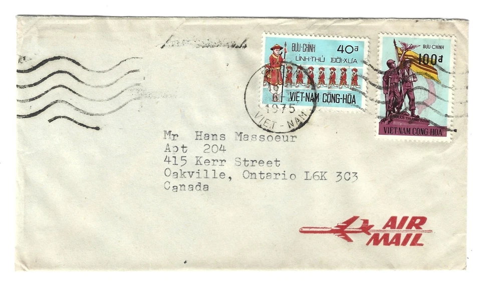 Cubierta de tarifa de correo aéreo de Vietnam 16975 a Oakville, Ontario Canadá Foto 1 de 1