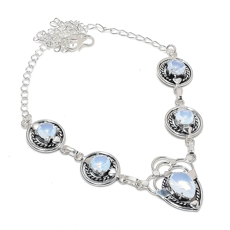 Milky Fire Opal    Gemstone 925 Sterling silver Jewelry Necklace Size 18" - Image 1 of 1