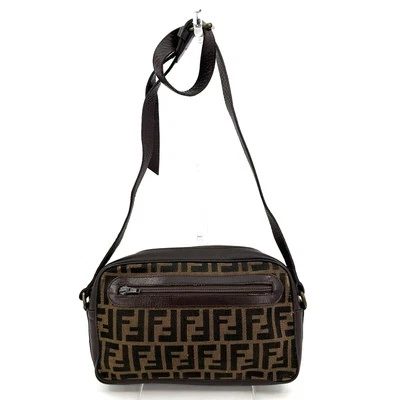 Fendi Zucca Cross body Shoulder Camera Bag Leather Canvas FF Brown Authentic - Image 1 of 4