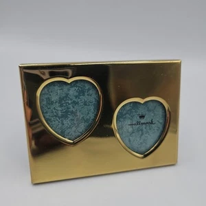 Brass Double Heart Photo Frame 3.25" x 2.75" Small Vintage Brass Photo Frame - Bild 1 von 7