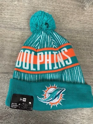 Nuevo Gorro ERA NFL Miami Dolphins Sombrero Puff Invierno Tejido Sombrero Gorra Adulto Foto 1 de 4