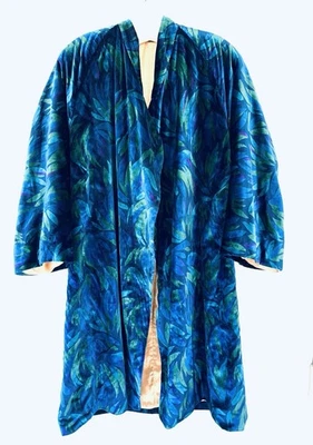 Abrigo Cocoon Terciopelo Felpa Art Deco Vintage Años 20 con Patrón de Hoja Remolino Foto 1 de 4