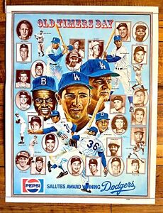 Dodgers Old Timers Day Koufax Drysdale Jackie Robinson Hodges 24 1/2 x 19 poster
