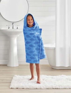 Kids Blue Cotton Hooded Towel, Age 4-6 - Picture 1 of 5