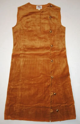 Vestido De Colección Años 60/70 Lanz Pana Off-Set Botón Frontal Cambio Talla 7 Sin Mangas Foto 1 de 4