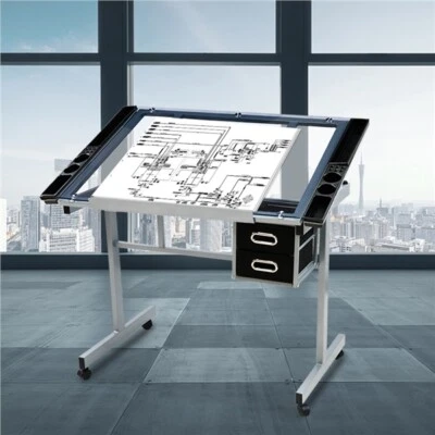 Height Adjustable Drafting Drawing Table for Kids Drawing Desk w/ Storage Drawer - Image 1 of 4