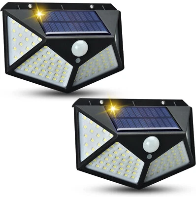 FARO LED DA ESTERNO PANNELLO SOLARE 2X FARETTI IMPERMEABILE LAMPADA LUCE GARAGE