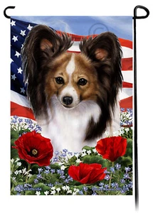 Patriotic Flowers Garden Flag - Tri Papillon - Picture 1 of 1