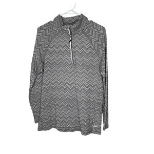 Pullover gris estampado Chevron XXL Eddie Bauer para mujer 1/4 cremallera más como un M/L - Imagen 1 de 4