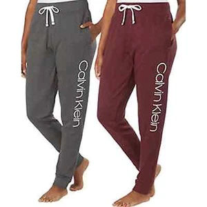 2 Pack Calvin Klein Women's French Terry Joggers w/ Pockets Sz. XS ~ Deep Marron - Picture 1 of 8