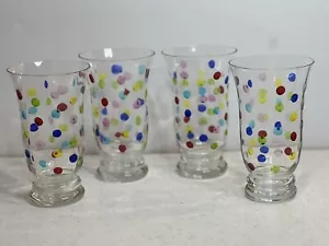 4 Vintage “Confetti” Etched Polka Dot Highball Glasses (Block?) - Picture 1 of 16
