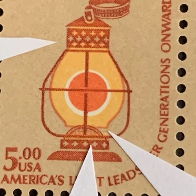 3/3758 US Stamp Sc #1612 $5 Extreme Rare Color & Shape Errors MNHOG Great EFO - Image 1 of 4