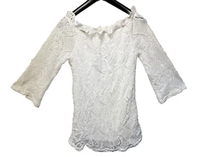 Gracie White Bardot Dress Lace Swing UK Size 12 Pretty Little Thing BNWT - Picture 1 of 13