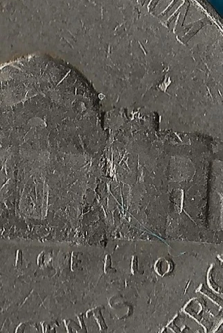 1947-S  Jefferson Nickel With Reverse Right Side Lamination Cover