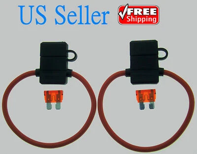 2Pack 10Gauge Inline ATC Fuse Holder+10AMP Fuse With Cover New Car Truck Install - Image 1 of 4