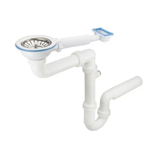 Waschbecken Siphon mit Siebkorbventil mit Überlauf Einkammer Zweikammer Kunstoff - Bild 1 von 5