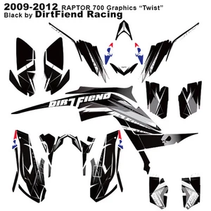 Raptor 700 Graphics 09-12 DFR “Twist” Black Full Wrap Raptor700 ATV Decal Wrap - Picture 1 of 5