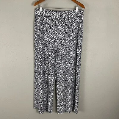 Pantalones Chaps para mujer XL de pierna ancha azul blanco floral cintura elástica elásticos Foto 1 de 4
