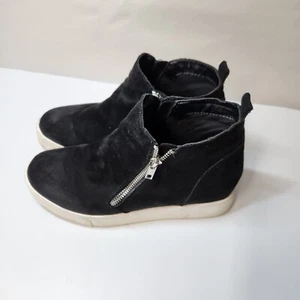 Soda Womens Black Fashion Platform Suede Side Zip High Top Sneakers Size 9 - Picture 1 of 14