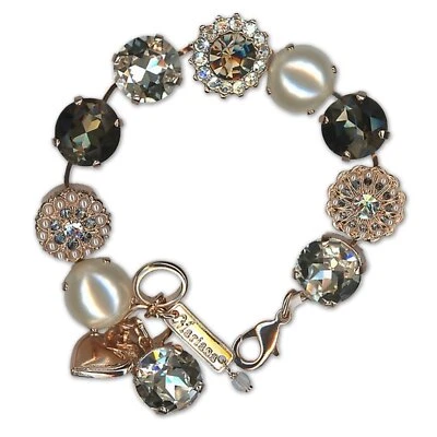 Bracelet by Mariana Woman Elegant Black Diamond and Pearl Swarovski Crystals - Image 1 of 4
