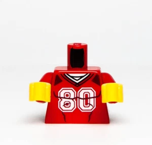 New Lego BAM Torso Sports Shirt (RED) w/ White Number 80 Jersey (973pb4621c01 - Picture 1 of 4