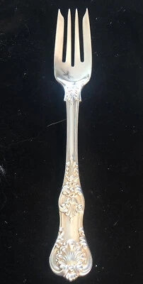 "TENEDOR DE ENSALADA DE PLATA ESTERLINA TIFFANY ENGLISH KING 6 3/4"" - Sin mono - ¡Hermoso! Foto 1 de 4
