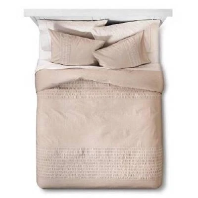 New Nate Berkus Khaki Embroidered King Duvet Cover Set 3pc - Image 1 of 3