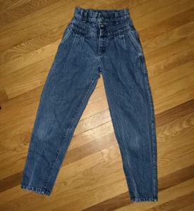 Lee Vintage 90's Girls Acid Wash High Waist Jeans Pleated Front Sz 12 Slim USA - Picture 1 of 13