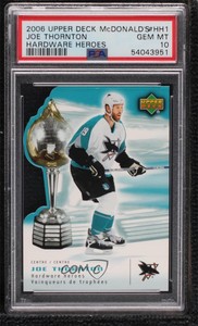 2006-07 Upper Deck McDonald's Hardware Heroes Joe Thornton #HH1 PSA 10 GEM MT