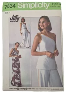 UNCUT Vintage 1976 Simplicity 7834 Jiffy Strick Pullover Kleid/Top Stretch Strick - Bild 1 von 6