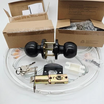 CANTIDAD 3 perillas de puerta redondas paso privacidad manijas interiores/extras con llave negras DL607BKET Foto 1 de 4