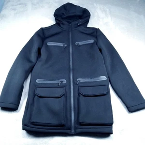 Stone Falcon Men's M Hooded Coat Jacket Black Fleece Lined Zip Front Pockets NWT - Picture 1 of 18