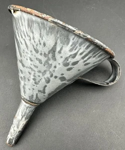 Vintage Small Gray Enamelware Graniteware Funnel Farmhouse - Picture 1 of 12