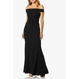 DRESS THE POPULATION Black off the Shoulder Trumpet Maxi Dress // S - Picture 1 of 9