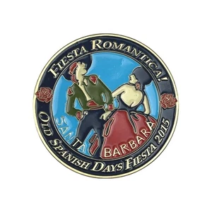 Fiesta Romantica! Santa Barbara Old Spanish Days Fiesta 2015 Lapel Pin 2" Nice! - Picture 1 of 3