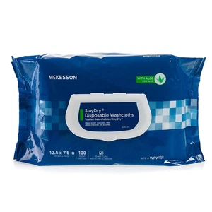 Disposable Wipe - Large Adult Body and Incontinence Washcloths with Aloe and Vit - Picture 1 of 12