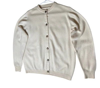 Cárdigan Ballantyne Scotland Crema 100% Cachemira Dorado Botón 45 pulgadas Pecho LEER Foto 1 de 4