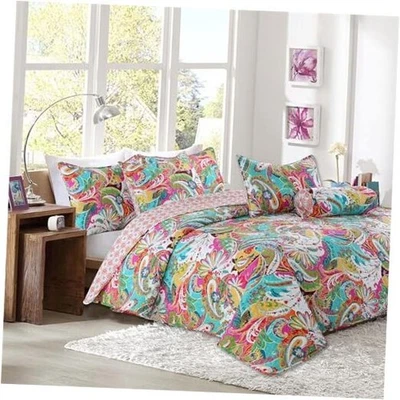  Precioso juego de cama edredón reversible flor floral cachemir, floreciente queen Foto 1 de 4
